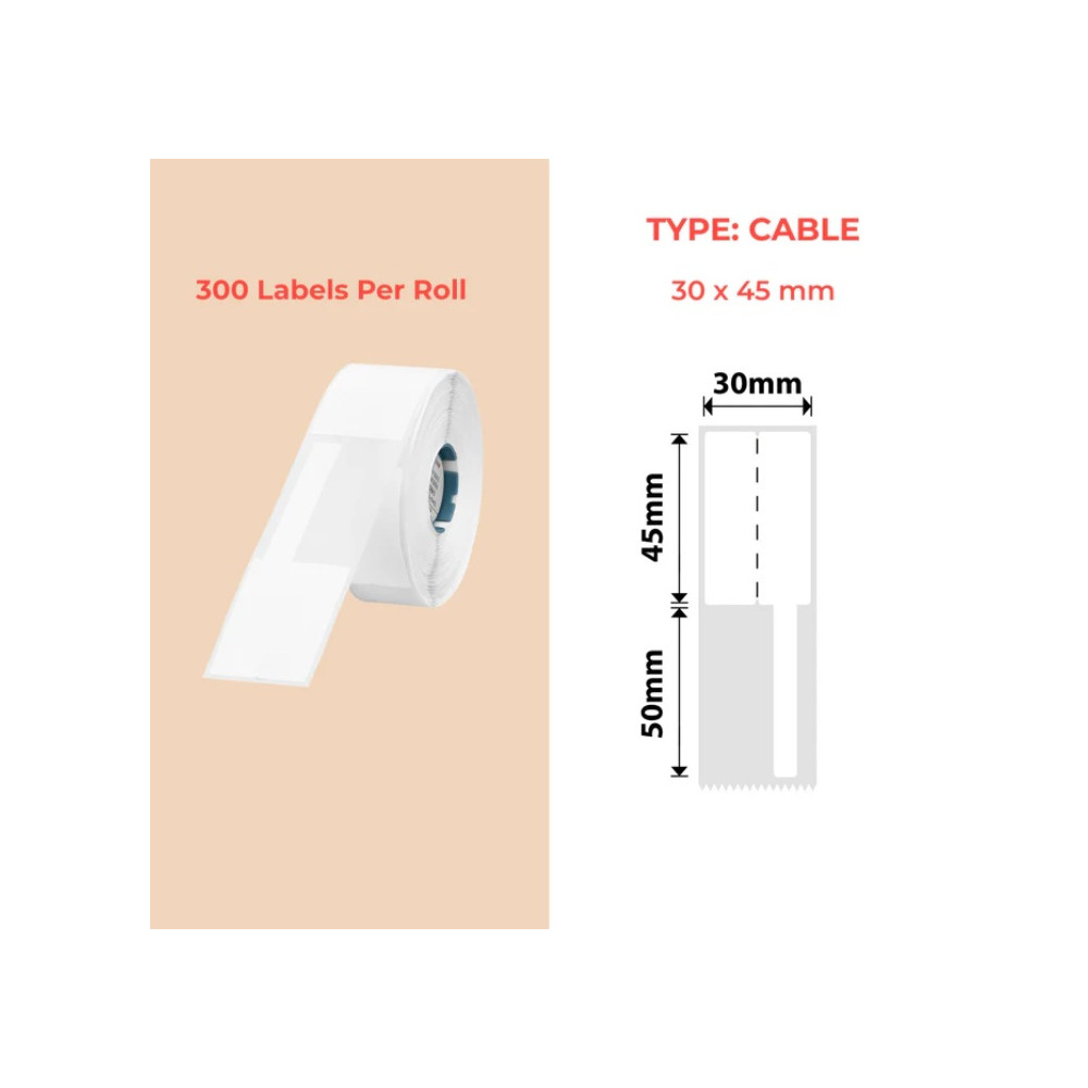 30*45 white Polypropylene (water proof, tear proof and oil proof) thermal cable labels 300/roll